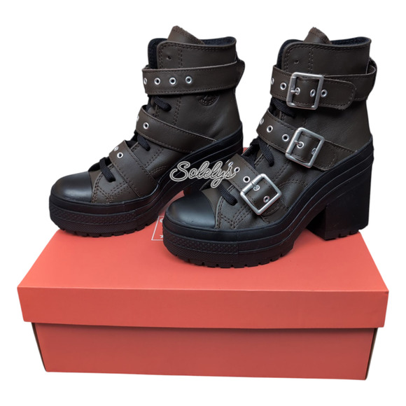 Converse Chuck 70 De Luxe Heel Leather & Buckles Triple Strap Platform Womens 6 - Picture 3 of 10